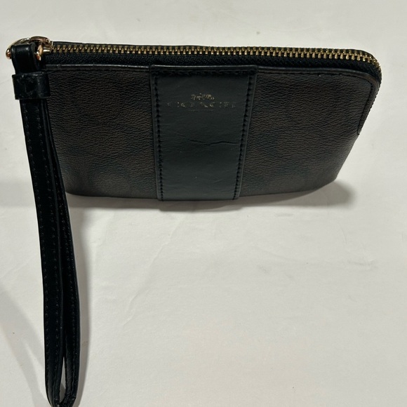 Coach Women's Signature Canvas Corner Zip Wristlet in Gold/Walnut/Black #58035 - Picture 3 of 7